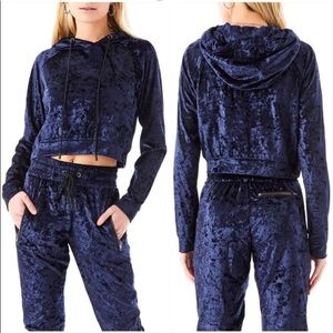 Emma & Sam Crushed Velvet Hoodie Blue XS